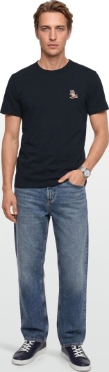 Maison Kitsune Chillax Fox Patch Classic Tee Shirt Navy L