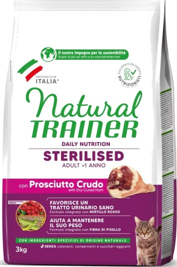 Natural Trainer Tørrfôr Sterilised Rå Skinke Sparepakke 2 X 3 kg