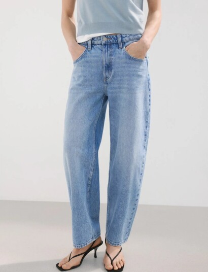 Mango High Waisted Barrel Jeans Blue 40