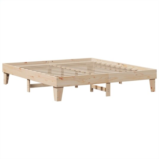 Sengeramme med madrass 200x200 cm heltre furu 8721158369703