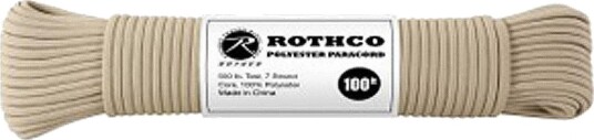 Rothco Polyester Nylon Paracord / Fallskjermsnor 30m Beige