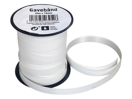 Gavebånd 20m x 10mm matt hvit