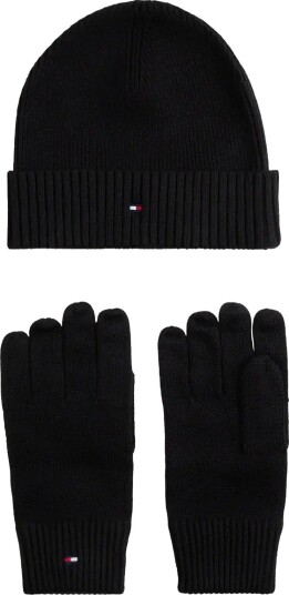 Tommy Hilfiger Th Flag Beanie And Gloves BLACK One Size