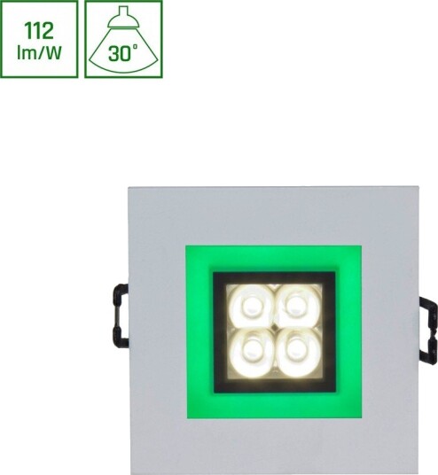 FIALE 4LED 4x1W 30° 230V Firkantet Varm hvit LED Spot Grønn ramme Kulør : Varm