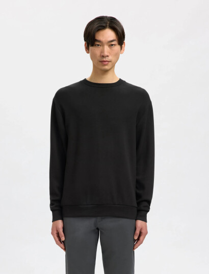 Selected Slhemanuel Soft Crew Neck Sweat Noos - Black - XL