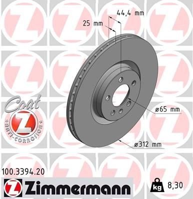 Bremseskive ZIMMERMANN 100.3394.20