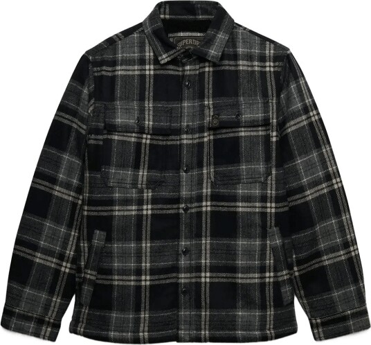 Superdry Borg Lined Miller Overshirt - PEYTON CHECK BLACK - L