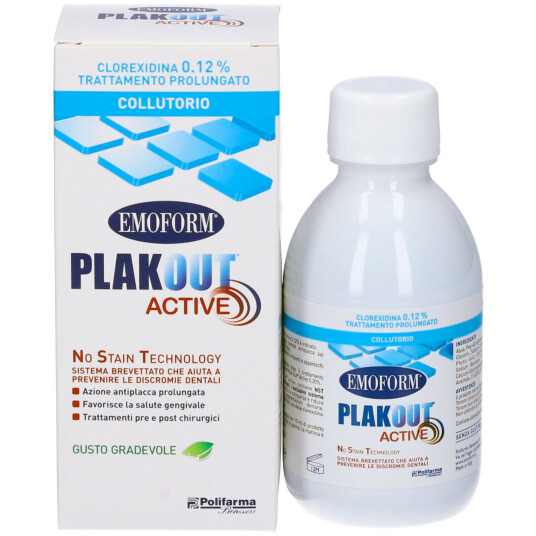 Klorheksidin 0,12 % Munnvann EMOFORM PlakOut Anti Plaque Treatment 300 ml.