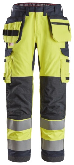 Snickers Workwear 6261 ProtecWork Arbeidsbukse varsel, gul/marineblå, med hylsterlommer 146, Klær