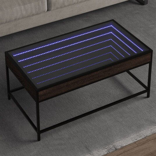 Salongbord med Infinity LED brun eik 90x50x41 cm 847691