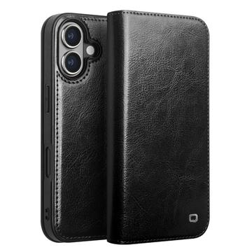 iPhone 16 Qialino Classic Lommebok-deksel I Lær Svart