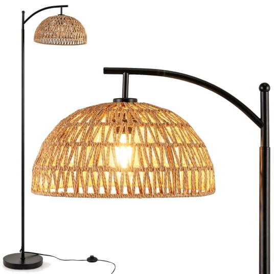 Gulvlampe med hengende skjerm og fotbryter 160 cm