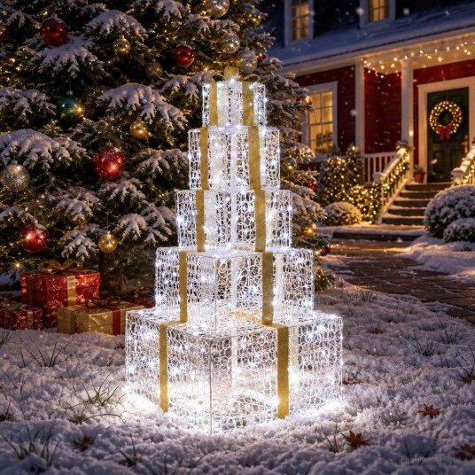 vidaXL Stablet LED-gaveeske til jul 250 LED-lys Kaldhvit