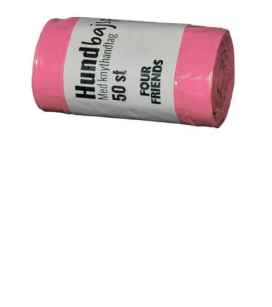 Fourfriends Tykk Hundeposer Med Håndtak 50-Pack (Rosa)