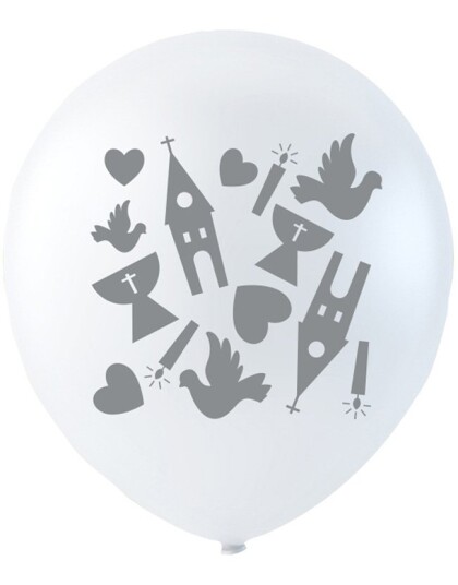 6 stk 26 cm Hvite Ballonger Konfirmasjon