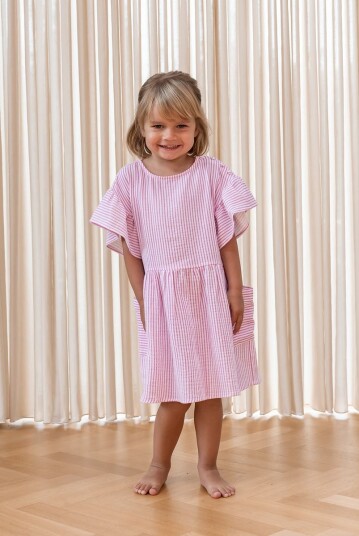 Fliink Ciao Stripe Kjole Cloud Dancer Pink Stripe (104 / 4 år)