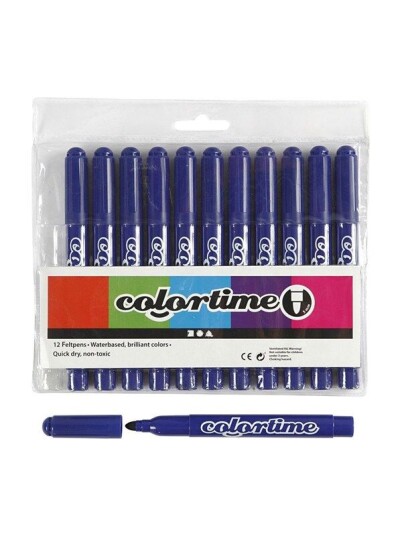 Creativ Company Colortime Tusch Markers Blå 12 pcs. Creativ Company Colortime Tusch Markers Blå 12 pcs.