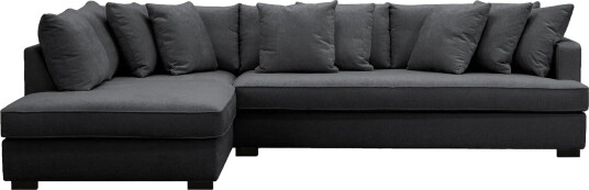 Rossita 4 seters Venstrevendt L formet Dyp Sjeselongsofa med Hel Pute i Chenille Svart