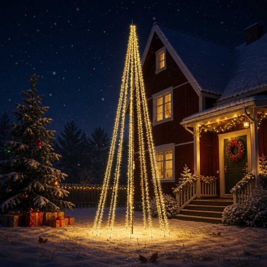 vidaXL LED juletre 385 cm 2460 LED-lys Varmhvit Stål Svart