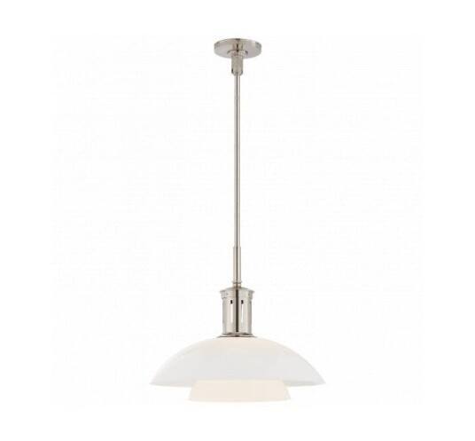 Whitman Medium Pendant Polished Nickel/White Glass Shade