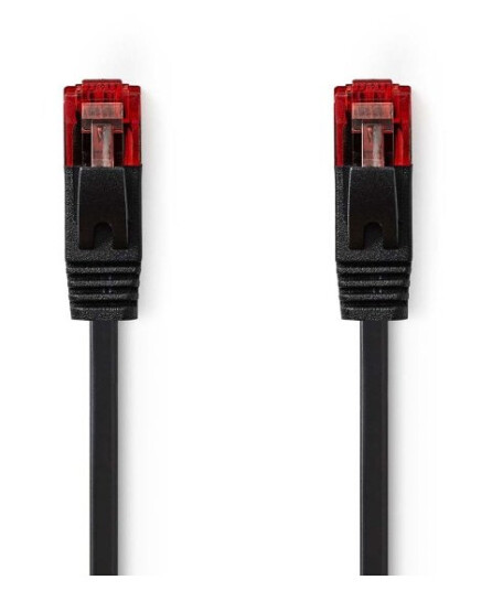 Nedis CAT6 Nettverkskabel | RJ45 Han | RJ45 Han | U/UTP | 2.00 m | Snagless | Flatt | PVC | Sort | Label
