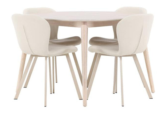 Spisegruppe Venture Home Flora Ø120 cm med 4st Lilja Spisestoler