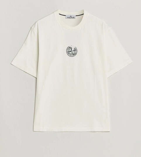 Stone Island Vertical Placement Print Cotton T Shirt Ivory