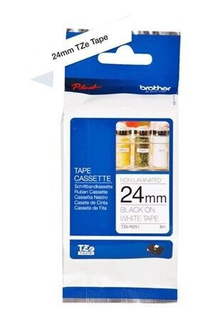 Brother TZe tape 24mmx8m non laminated blck/wht Brother TZe tape 24mmx8m non laminated blck/wht