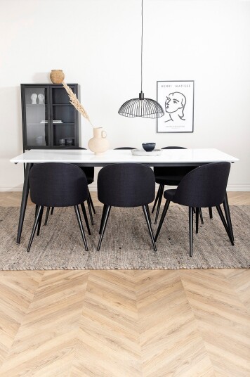 Venture Home Spisegruppe Jimmy med 6 Velvet spisestoler Hvit Venture Home Spisegruppe Jimmy med 6 Velvet spisestoler Hvit