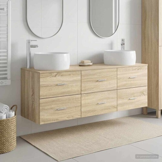 vidaXL Baderomsinnredningssett 3 stk. Sonoma eik 49,5 x 44,5 x 66 cm vidaXL Baderomsinnredningssett 3 stk. Sonoma eik 49,5 x 44,5 x 66 cm