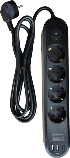 Eletra 4-veis Grenuttak med USB-porter Svart EL4S2A1C2MBK