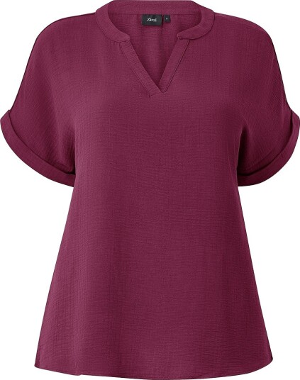 Zizzi Bluse Vnilla S/s Blouse Rød