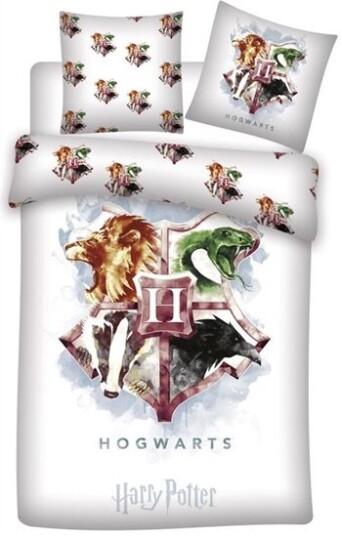 Licens Harry Potter sengetøy 140x200 cm Harry Potter Lilla Hogwarts våpenskjold 2 i 1 design 100% bomull Licens Harry Potter sengetøy 140x200 cm Harry Potter Lilla Hogwarts våpenskjold 2 i 1 design 100% bomull