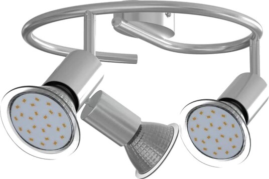 Taklampe med 3 justerbare LED spotter satengnikkel