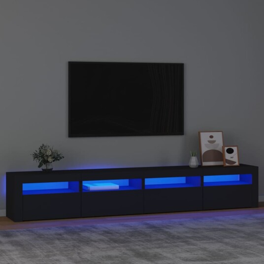TV-benk med LED-lys svart 240x35x40 cm 3152763