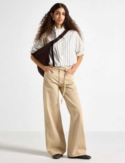 Lindex Trousers Peggy Twill Beige 44