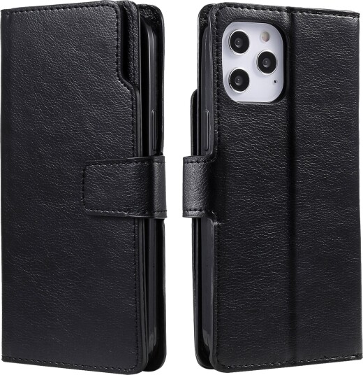 Trolsk Lommebokdeksel Skinnimitasjon for 9 Kort (iPhone 11 Pro) Svart