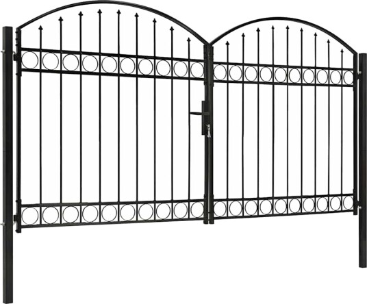 vidaXL Hageport med dobbel dør og buet topp stål 300x175 cm svart vidaXL Hageport med dobbel dør og buet topp stål 300x175 cm svart