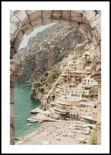 View of Amalfi Coast Mediterranean Village Plakat Plakat / 40x50cm