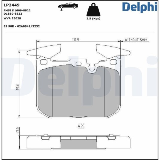 Bremseklosser DELPHI LP2449 Bremseklosser DELPHI LP2449