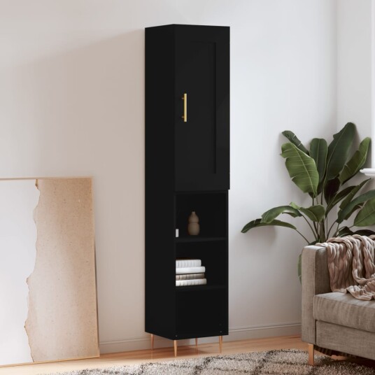 vidaXL Highboard svart 34,5x34x180 cm konstruert tre 8720845497361