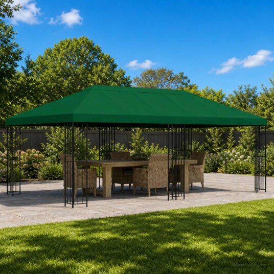 vidaXL Hage Gazebo 6 x 3 m Grønn Polyester og stål 190 gsm