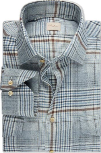 Stenströms Regular flanel pocket shirt M blå M herre