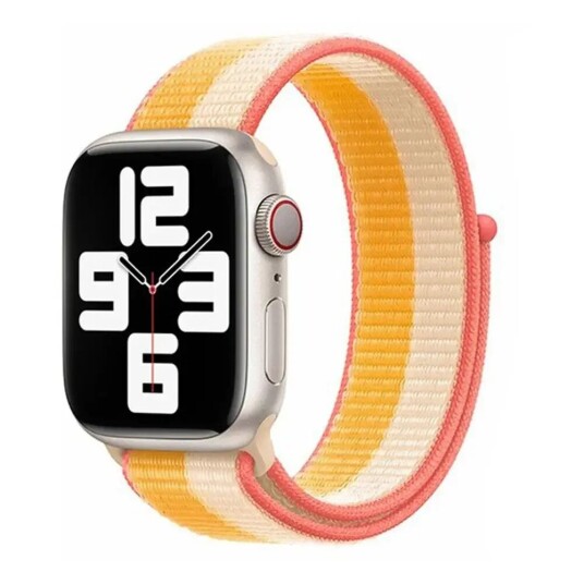 Apple Watch (42/44/SE/45/49mm) Lippa Nylonstropp - Hvit / Gul
