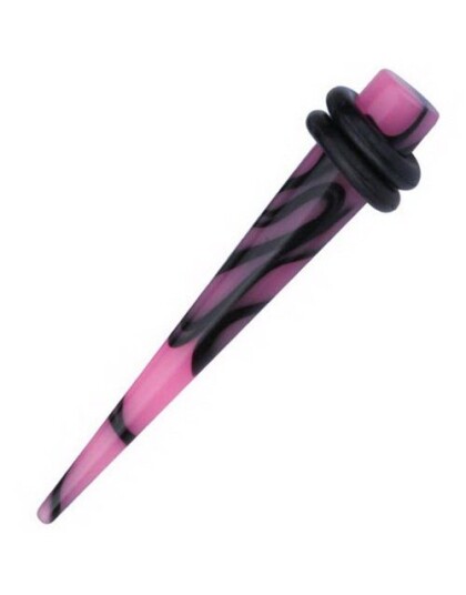 Spike Expander Rosa og Svart Akryl Piercing 4 x 37 mm