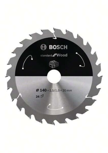 Bosch 140 mm Standard For Wood Sirkelsagblad med 24 Tenner for Batteridrevne Sager