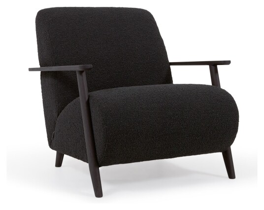 Kave Home Meghan Loungestol, Sort Lammeskinn-look/Wenge ask Unoliving 1513863-08-0 1596067-04-0