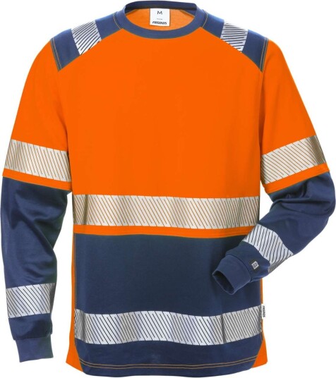 Fristads T-Shirt Lång Ärm 7457 Thv Klass 2 Varselorange/marinblå M