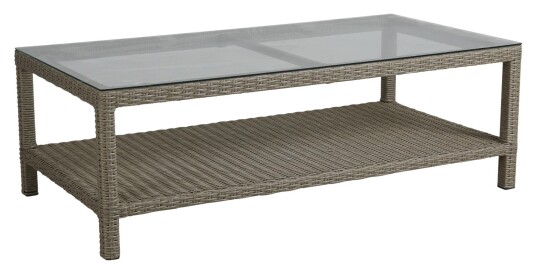 Brafab Funkia Loungebord m. glass, 140x70, Beige wicker