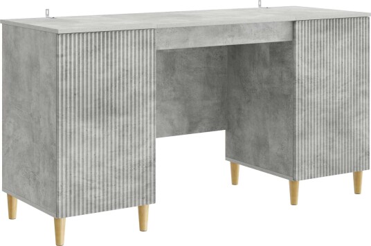 vidaXL Skrivebord med dør Betonggrå 142,5 x 50 x 75 cm Konstruert tre
